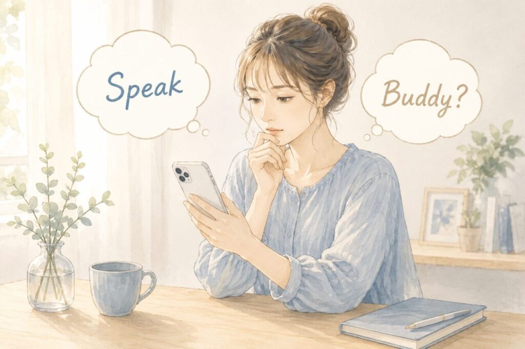 Speakとスピークバディのどちらがよいか比較して悩んでいる女性