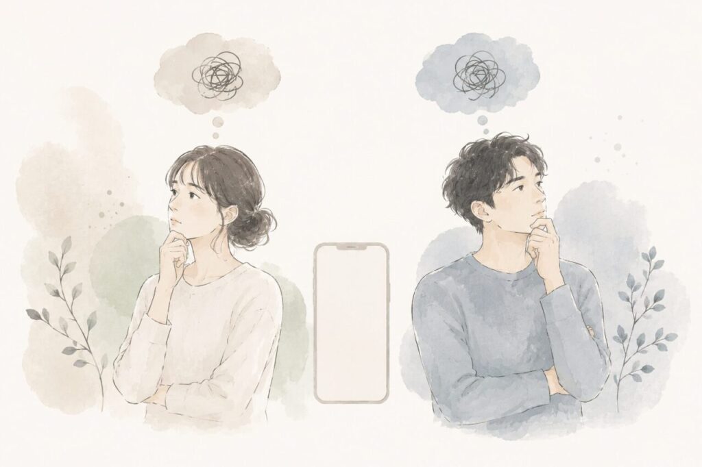 英会話アプリSpeakの口コミを確認して悩んでいる男女