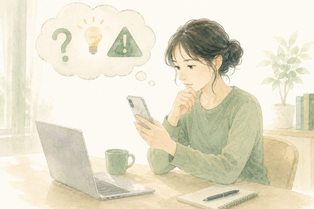スピークバディの解約方法を調べている女性イメージ