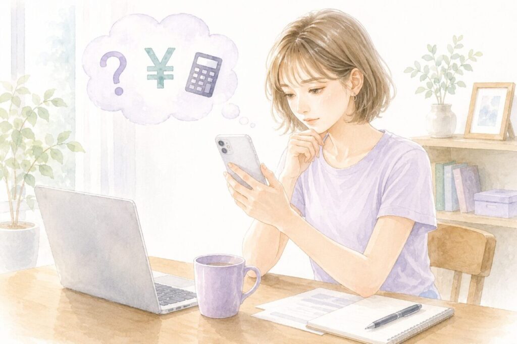 ELSA Speakの料金は高いのか、どうなのかを調べている女性イメージ