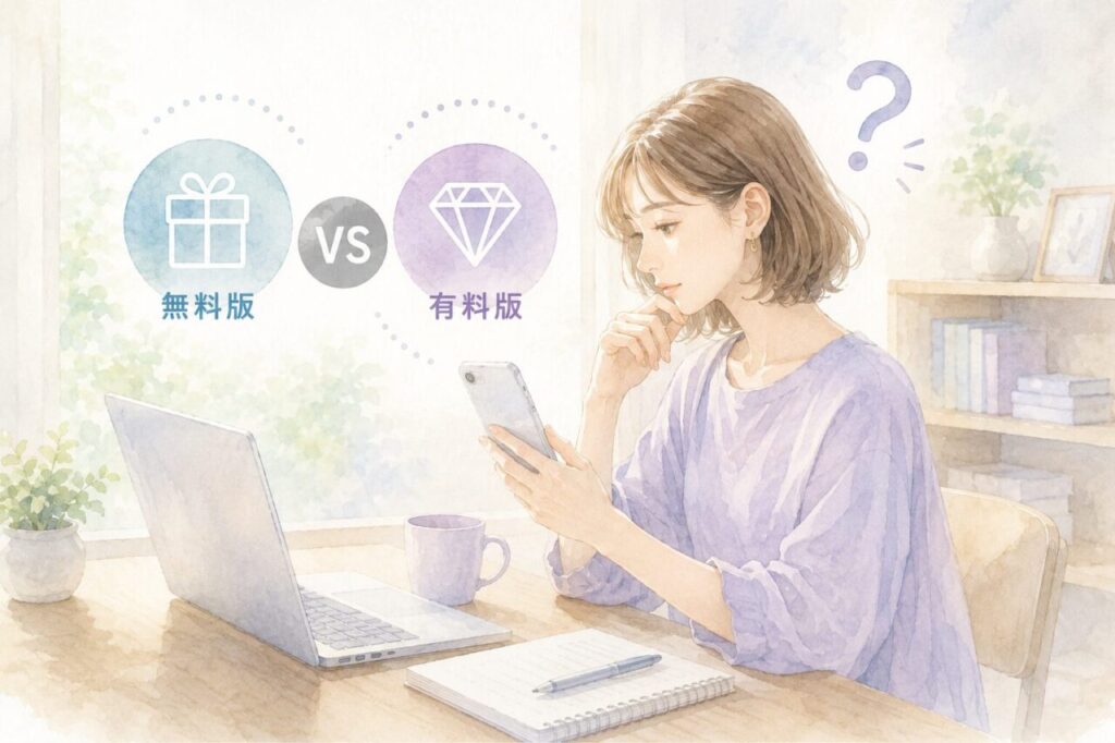 ELSA Speakの無料版はどこまでできる？有料版との違い何？と知らベている女性イメージ