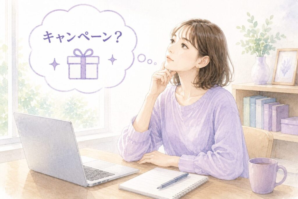 ElsaSpeakにキャンペーンはあるの？と考えている女性イメージ